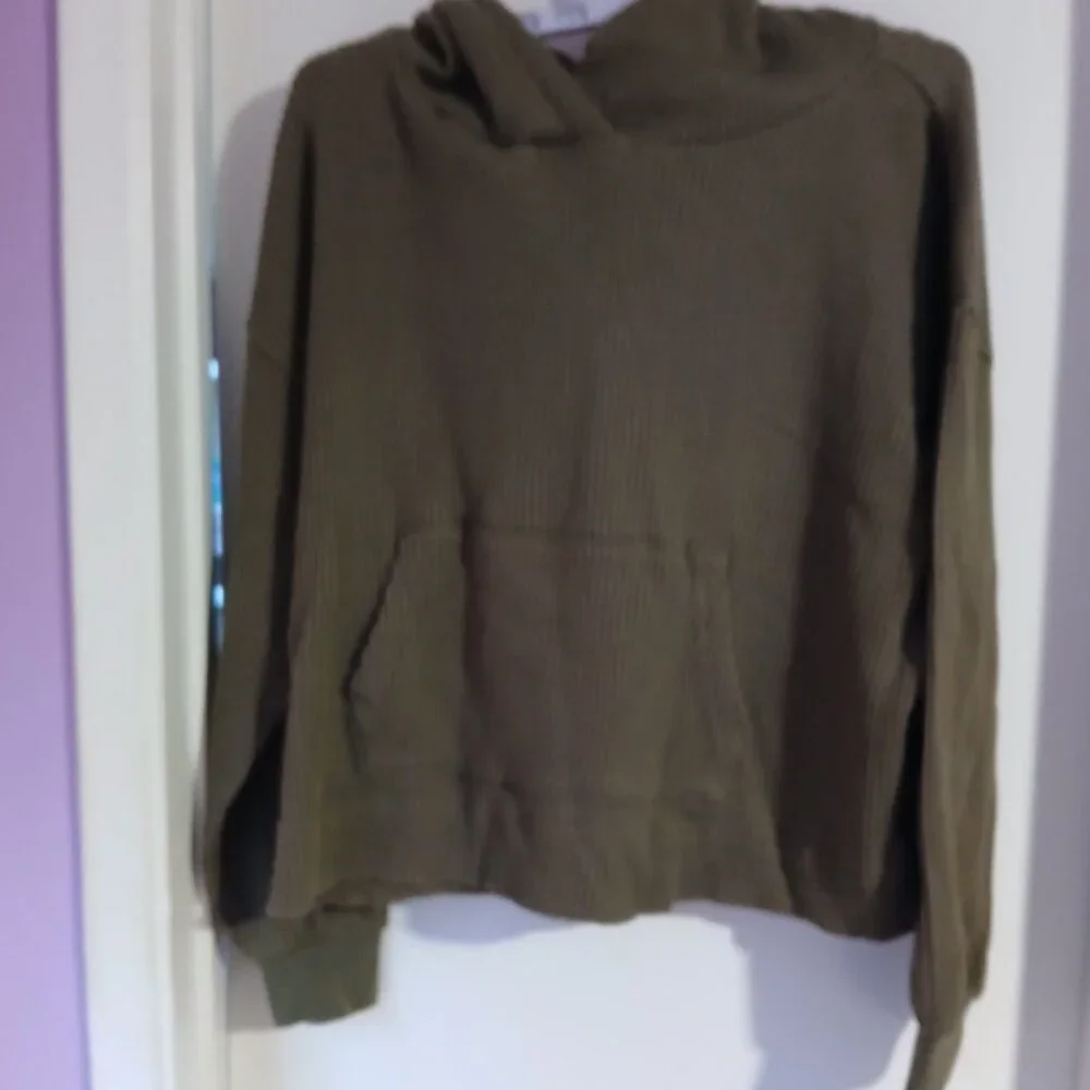 Gap Women's Olive Gteen Waffle  Knit Hoodie GUC
